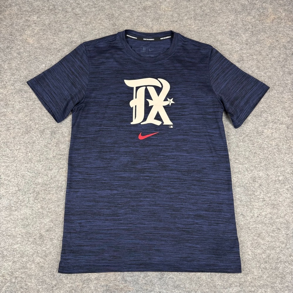 Nike Dri Fit Baseball Texas Rangers T-Shirt Tee MLB Blue Mens Small S